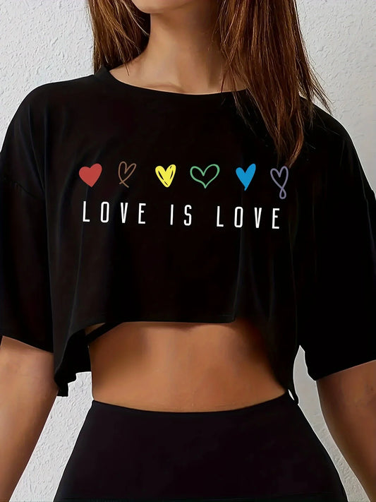 Love Is Love Pride Crop Top T-Shirt – Women's Casual Loose Fit