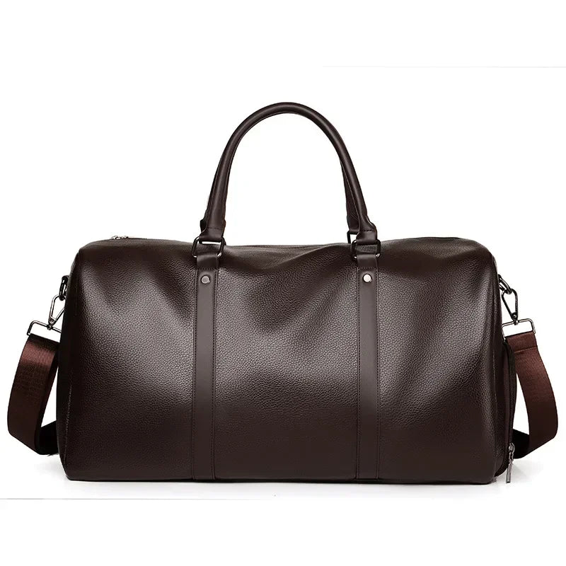 Leather Duffle Bag Men Large Capacity Vintage Travel Bag