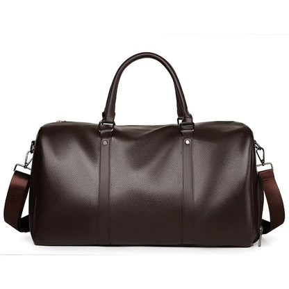 Leather Duffle Bag Men Large Capacity Vintage Travel Bag