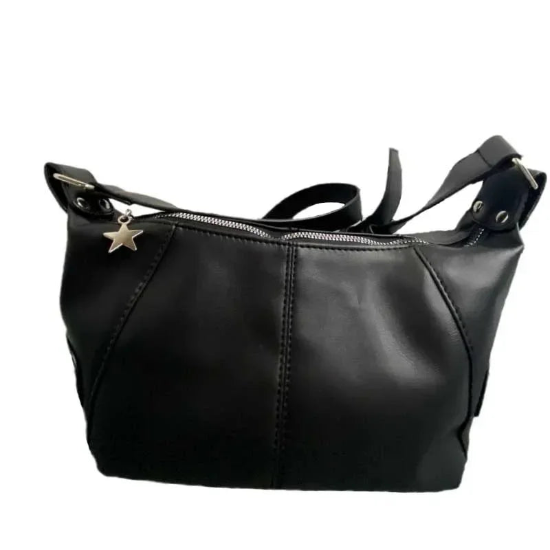 Y2K Korean Gothic Star Girl Black Handbag