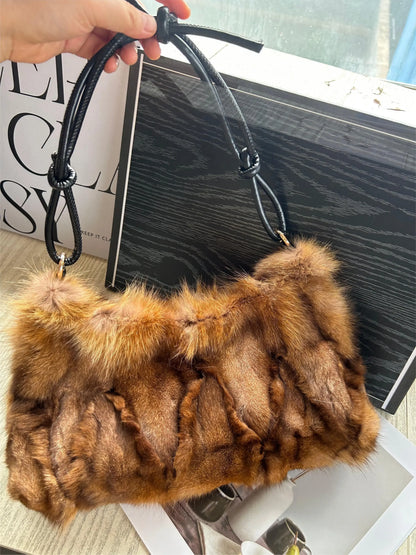 Fluffy Fur Shoulder Bag for Women – Luxury Handbag & Purse