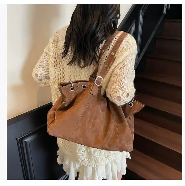 Large Suede Tote Bag for Women – Pillow Shoulder & Commute Bag