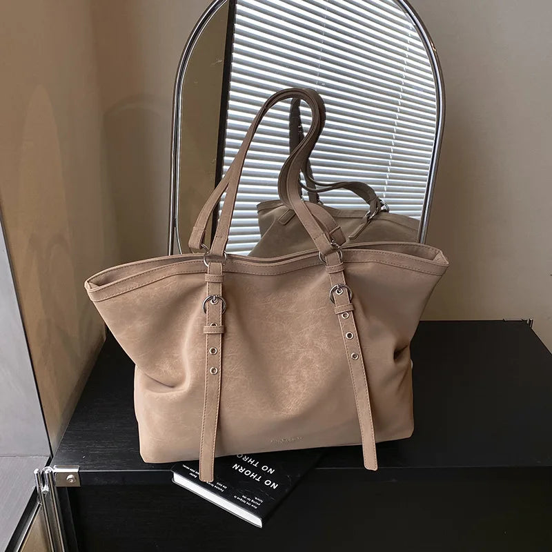Korean Large Capacity Tote Bag Women Suede