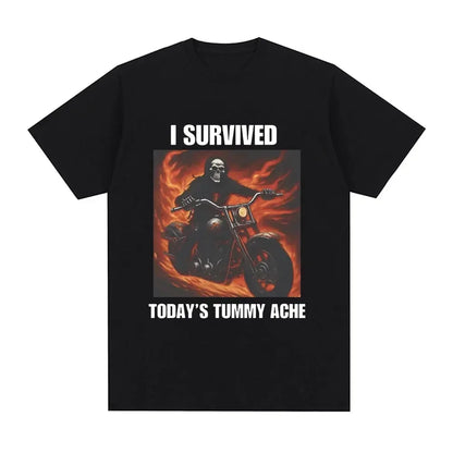 Funny Cat Meme T-Shirt – I Survived Today's Tummy Ache