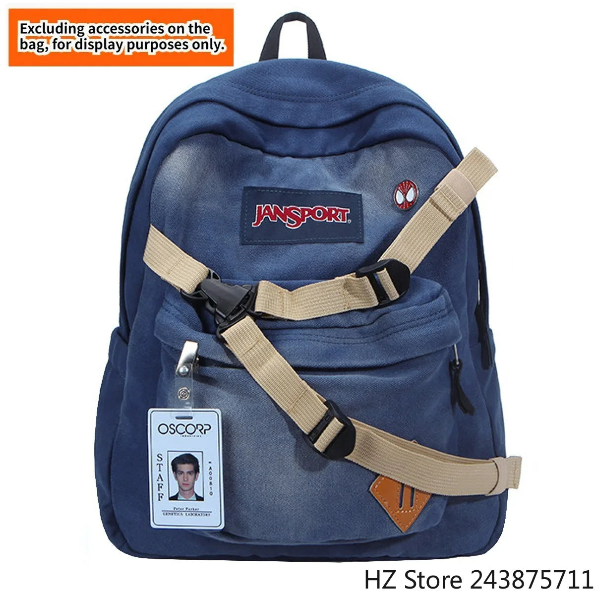 Spider-Man Denim Backpack – Large Laptop Travel Bag 40x30cm