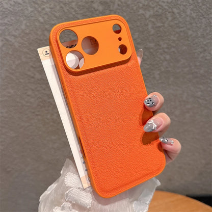 Luxury Lychee Pattern Leather iPhone Case – Shockproof TPU Frame