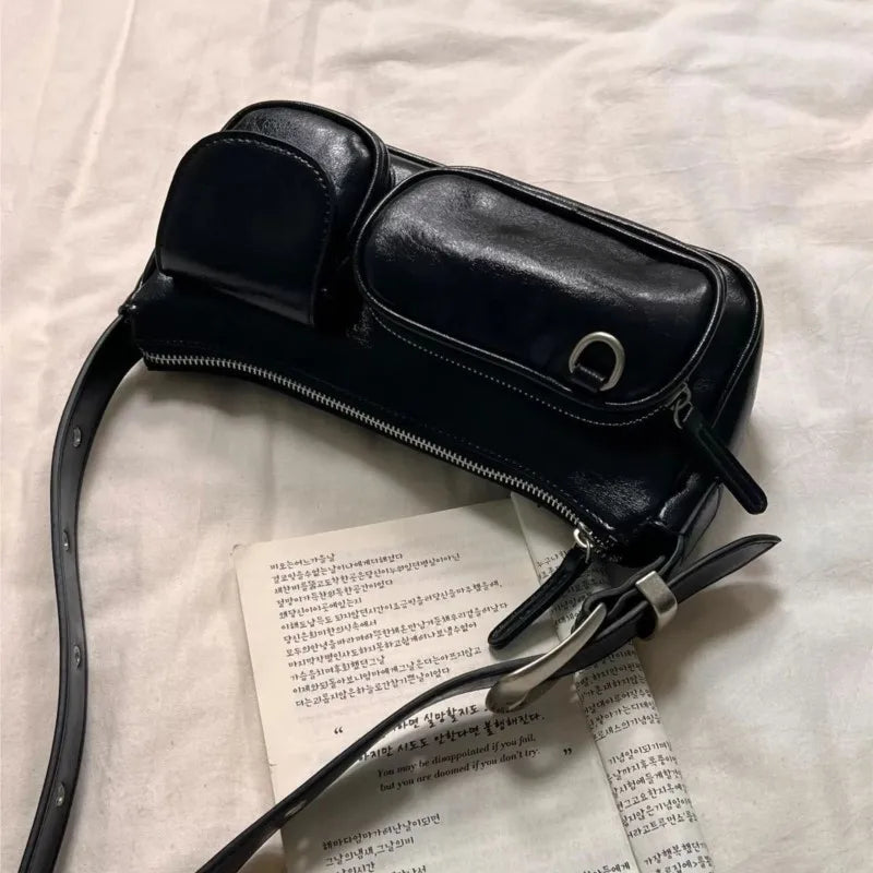 Retro Coffee Shoulder Bags Wallet Women Vintage Leather Pocket Chic Casual Handbag