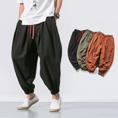 Men's Cotton Linen Harem Pants – Chinese Style Joggers