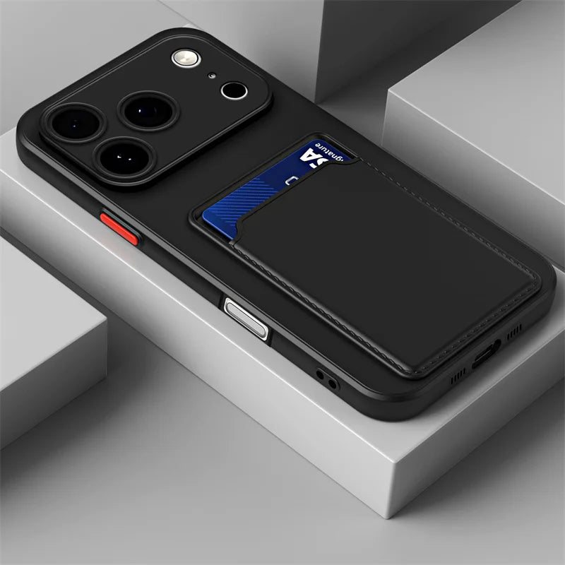 Silicone Card Holder iPhone Case – Wallet Slot Back Cover