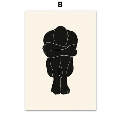 Boho Line Art Abstract Figure Canvas Poster – Minimalist Wall Art