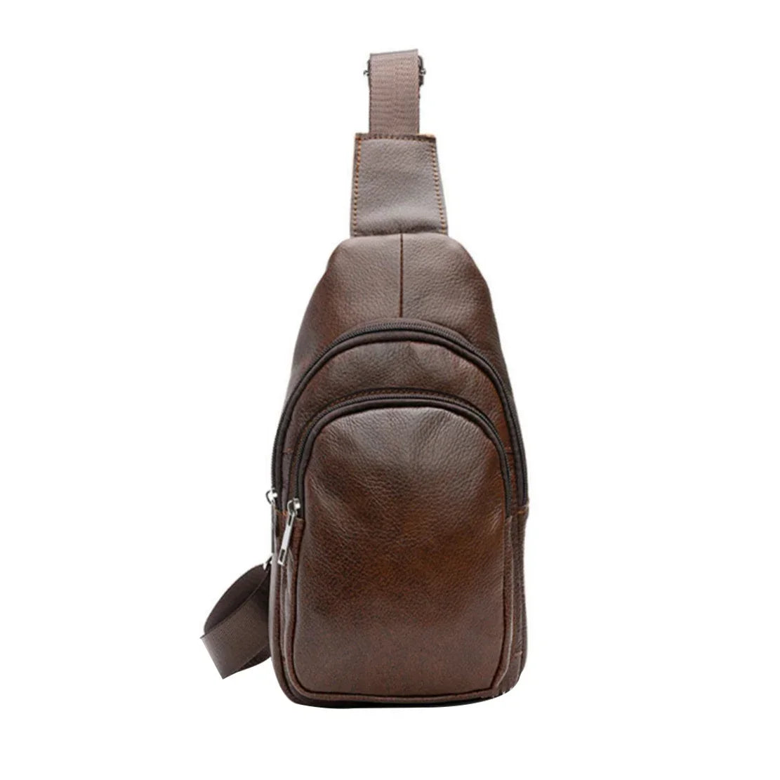 Genuine Leather Men's Sling Chest Bag – Casual Crossbody Shoulder Pack