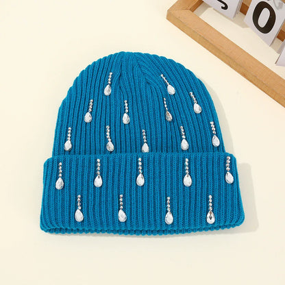 Rhinestone Knit Beanie for Women – Crystal Embellished Winter Hat