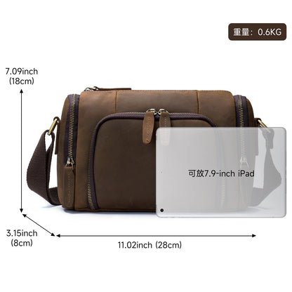 Genuine Cow Leather Men's Crossbody Messenger Shoulder Bag