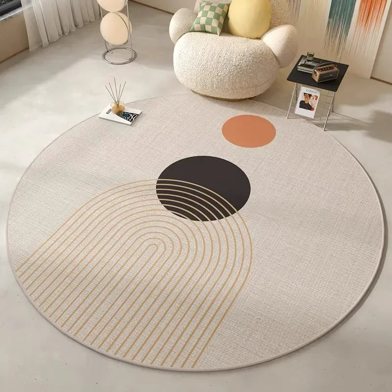 Round Area Rug – Modern Minimalist Non-Slip Stain-Resistant Floor Mat
