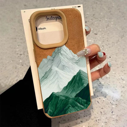 Mountain Scenery Faux Leather iPhone Case – Fits iPhone X to iPhone 17