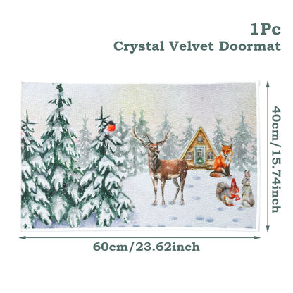 Santa Claus Christmas Doormat – Flannel Welcome Mat for Home