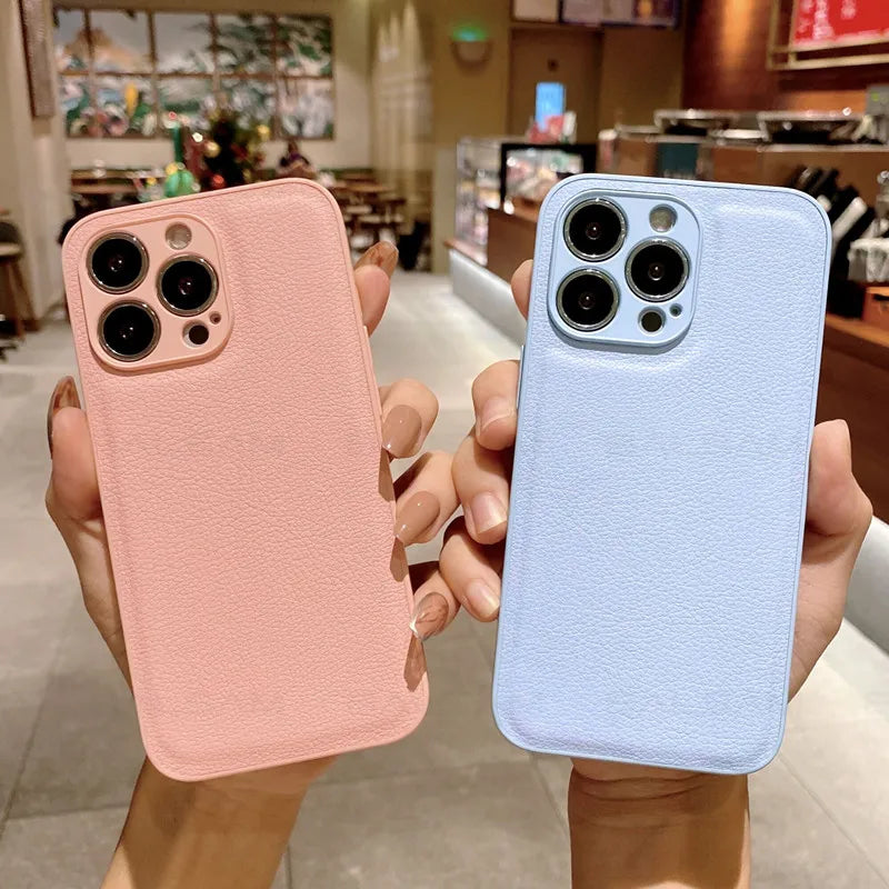 Leather Texture Silicone iPhone Case – Slim & Stylish