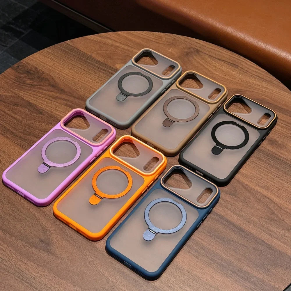 MagSafe Frosted iPhone Case with Ring Holder Stand