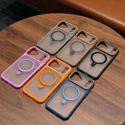 MagSafe Frosted iPhone Case with Ring Holder Stand