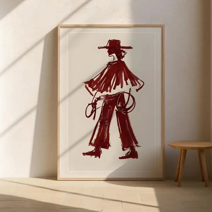 Burgundy Cowgirl Wall Art Print – Western Poster Decor