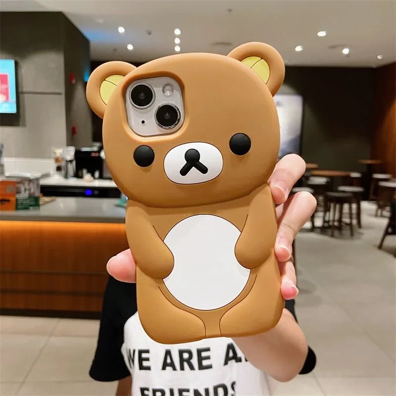 Rilakkuma 3D Bear iPhone Case – Cute Soft Silicone