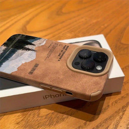 Mountain Scenery Faux Leather iPhone Case – Fits iPhone X to iPhone 17