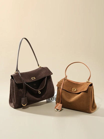 New Women Suede Leather Bag Shoulder Handbag