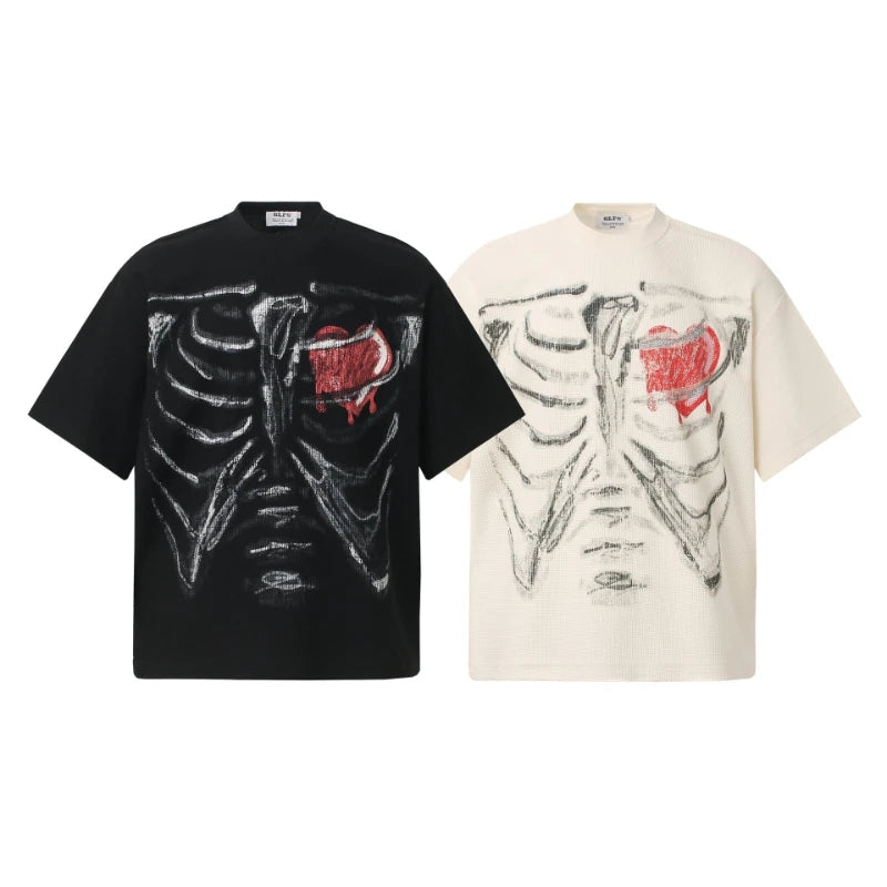 Skeleton Graffiti Print Oversized T-Shirt | Unisex Streetwear