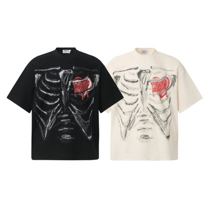 Skeleton Graffiti Print Oversized T-Shirt | Unisex Streetwear