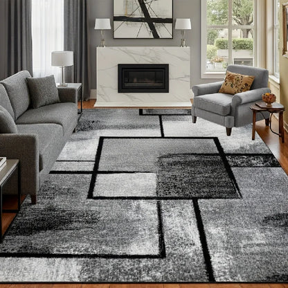 Vikama Modern Luxury Geometric Rug Stain-Resistant Easy Maintain Living Room Sofa Throw Bedroom Home
