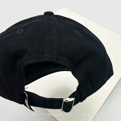 Plaid Flat Brim Baseball Cap – Unisex Sun Hat with Letter Embroidery