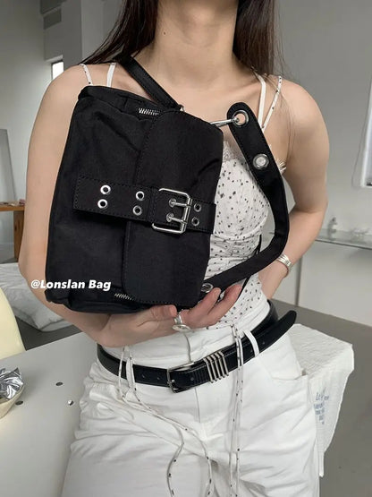 Vintage Nylon Khaki Shoudler Bag Women Hot Girls