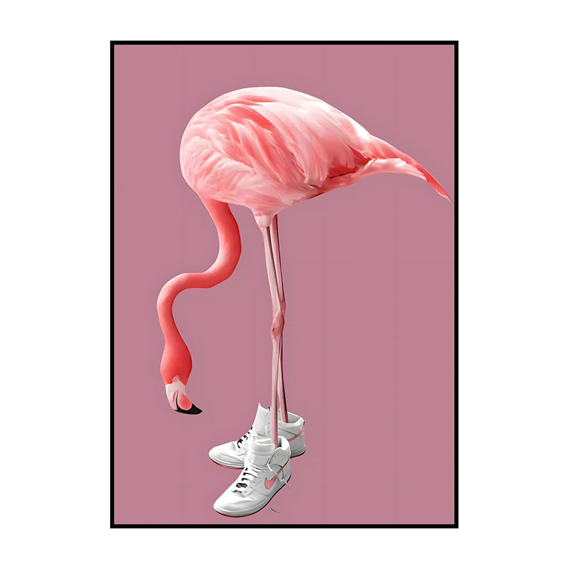 Flamingo on Roller Skates Wall Art Poster – Minimalist Print