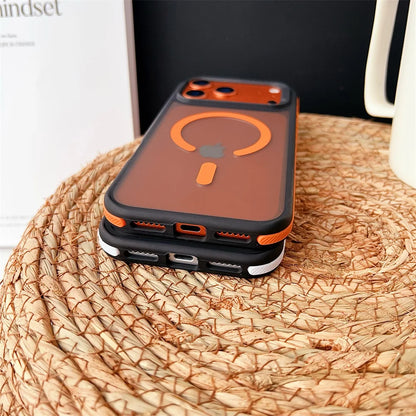 MagSafe Matte iPhone 17 Case – Shockproof Clear Back with Colorful Border