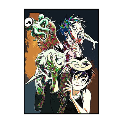 Gorillaz Poster – Anime Rock Band Wall Art Print for Music Fans
