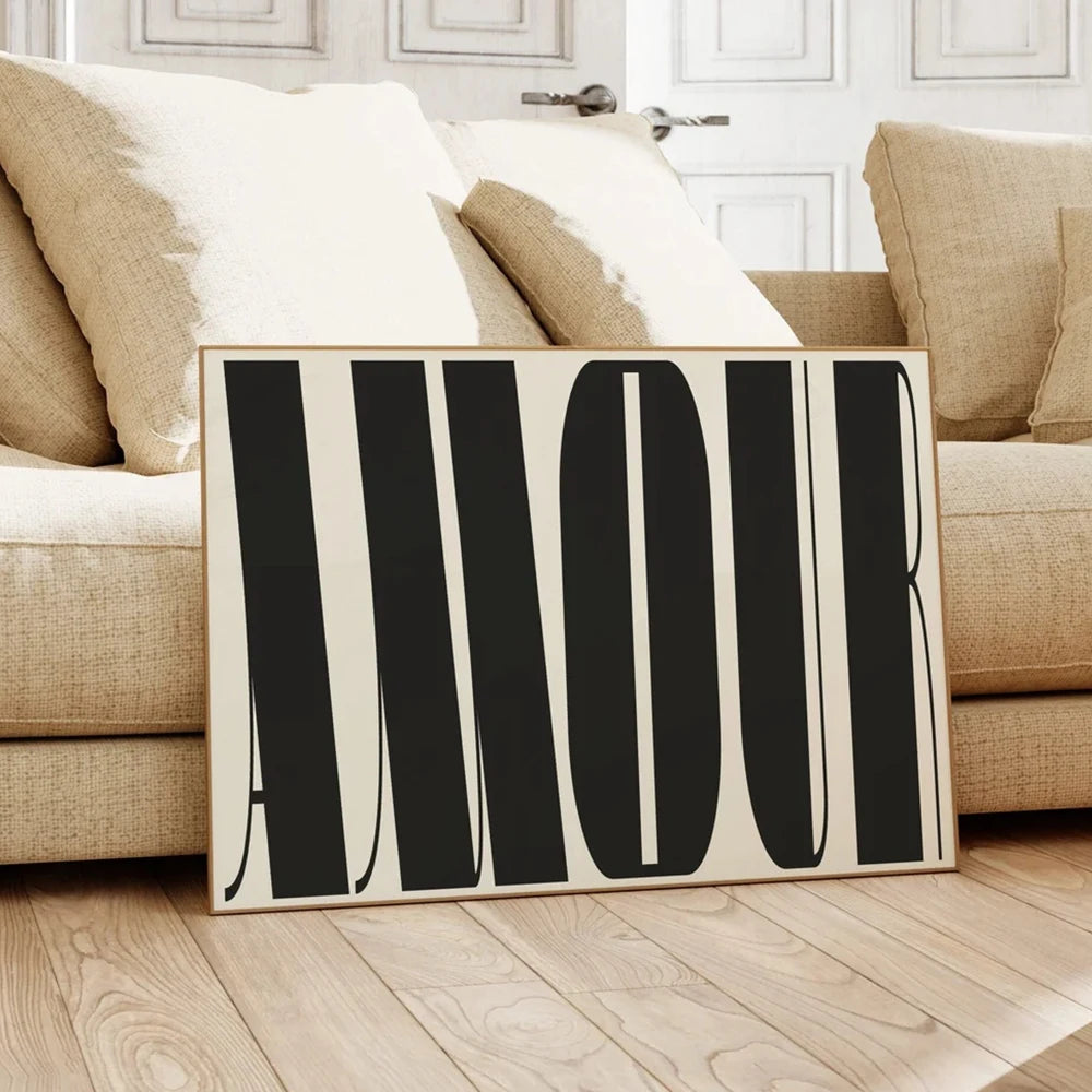 Amour Love Quote Wall Art Print – Romantic Typography Poster