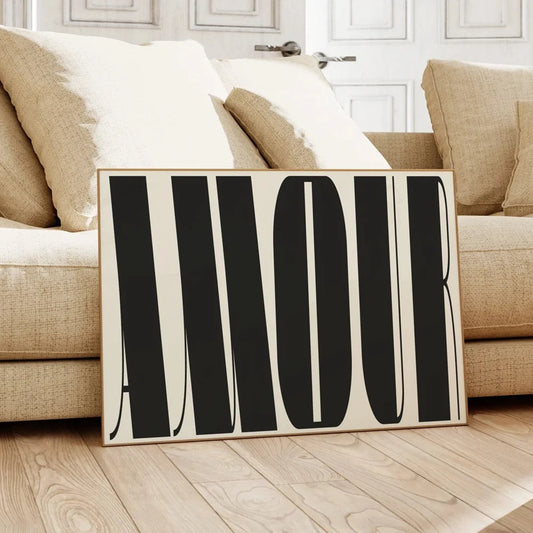 Amour Love Quote Wall Art Print – Romantic Typography Poster