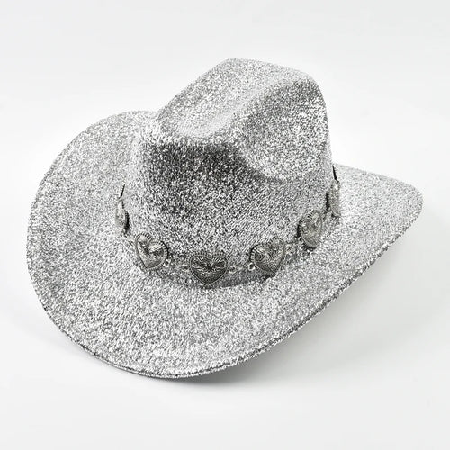 Glitter Cowboy Hat with Rhinestone Chain – Unisex Party Hat