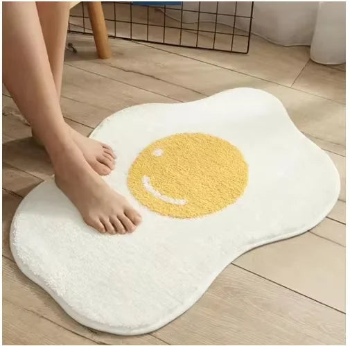 Fried Egg Bath Mat – Soft Non-Slip Bathroom & Bedroom Rug