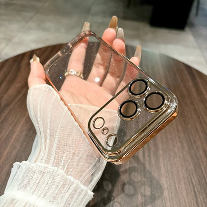 Glitter Transparent iPhone Case with Electroplated Frame – iPhone 11–17 Series