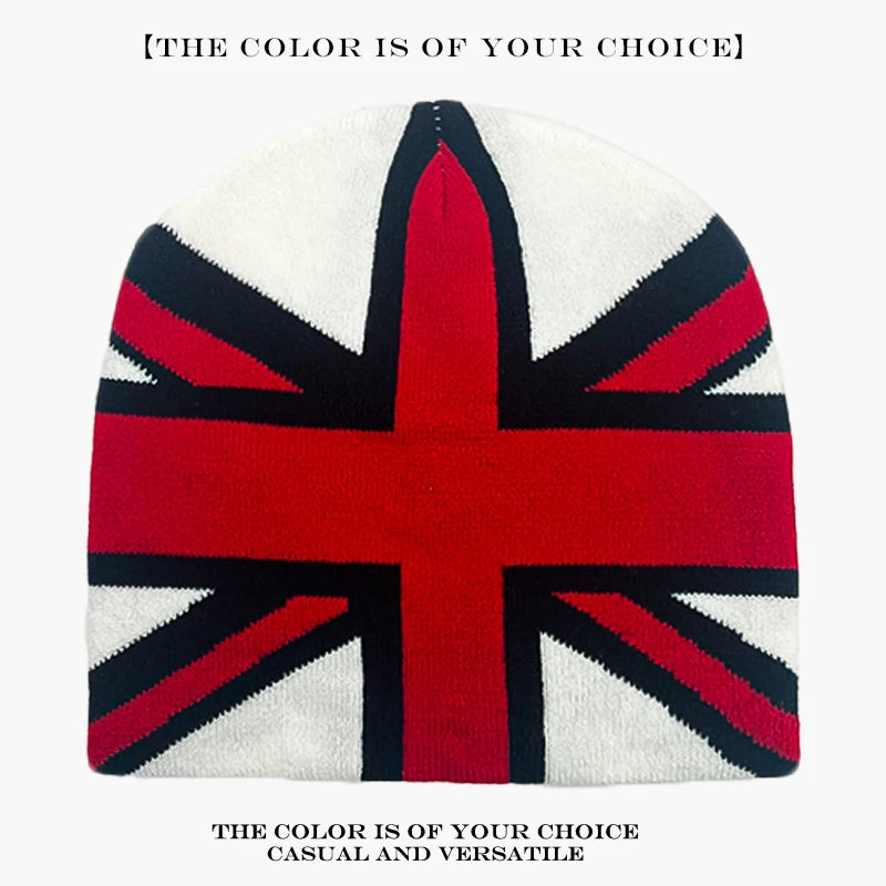 Union Jack Jacquard Beanie Hat – Unisex Streetwear Knit Cap