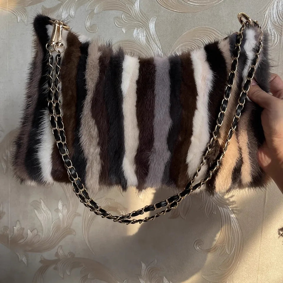Mink Fur Shoulder Bag – Luxury Women's Crossbody Handbag
