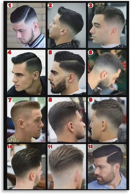 Barber Shop Haircut Chart Poster – Men's Hairstyles Wall Art