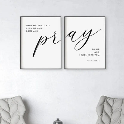 Jeremiah 29:12 Bible Verse Wall Art Print – Christian Scripture Poster