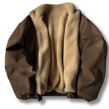 Men's Fleece-Lined Heavyweight Winter Jacket – Japanese Vintage Style