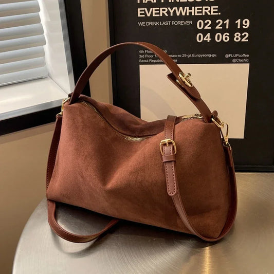 Retro Frosted Shoulder Bag for Women – Textured Crossbody Handbag