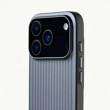 MagSafe Ribbed Stripe iPhone Case for 17 16 15 14 Pro Max – Matte Metal Finish