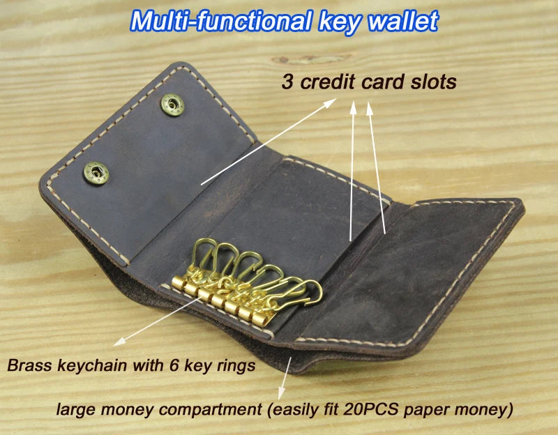 Handmade Leather Trifold Wallet | Key Holder & Organizer