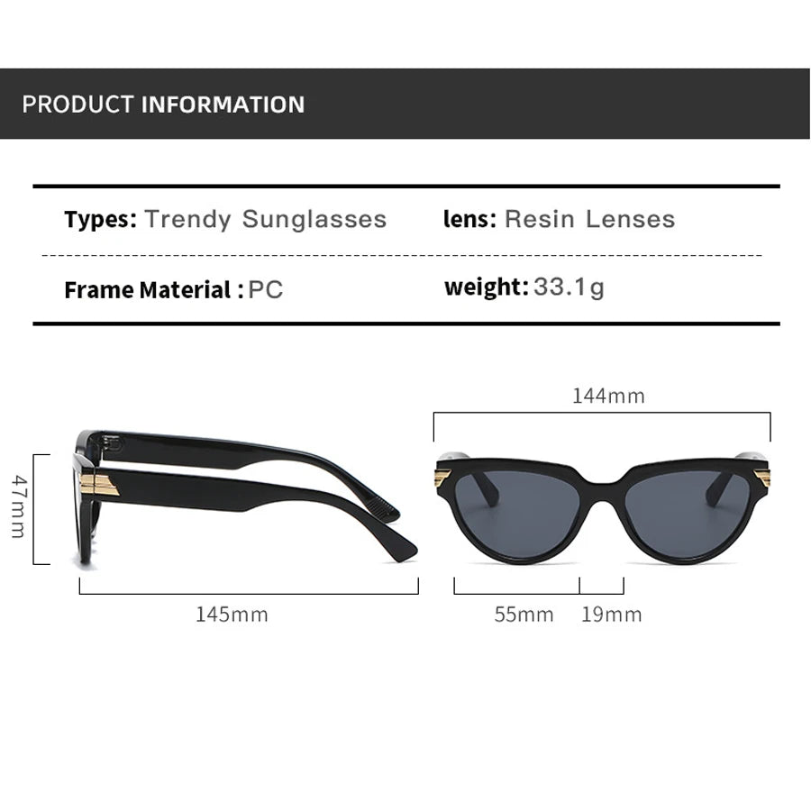 Cat Eye Sunglasses Women Tortoise Frame Rivet Detail
