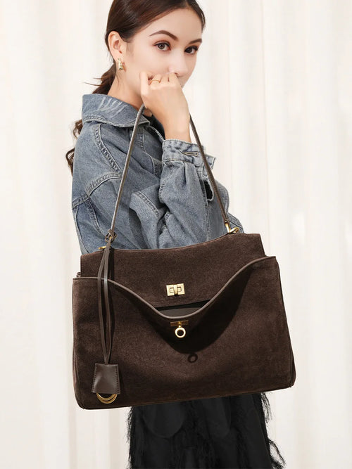 New Women Suede Leather Bag Shoulder Handbag
